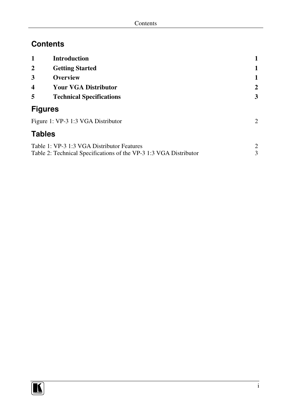 Kramer Electronics VP-3 User Manual | Page 2 / 7