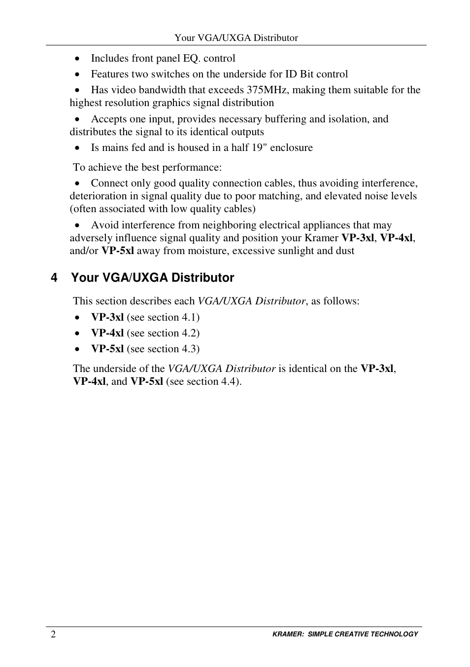 Kramer Electronics VP-5xl User Manual | Page 4 / 11