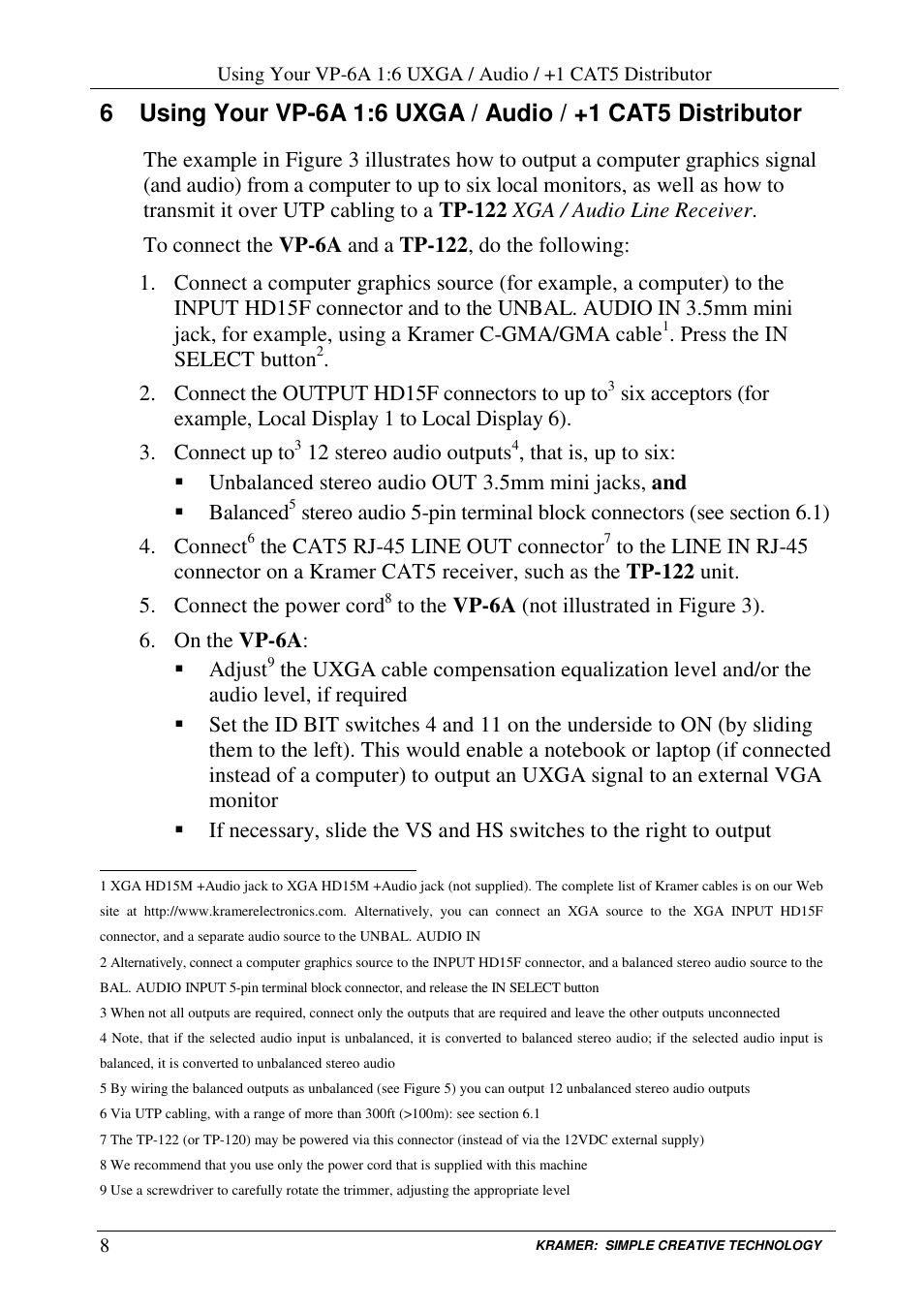 Kramer Electronics VP-6A User Manual | Page 10 / 15