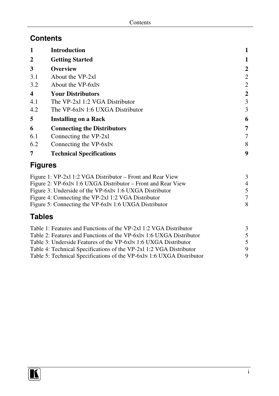 Kramer Electronics VP-6xln User Manual | Page 2 / 13
