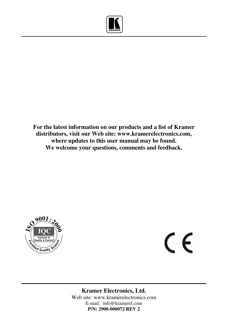 Kramer Electronics VP-72 User Manual | Page 12 / 12