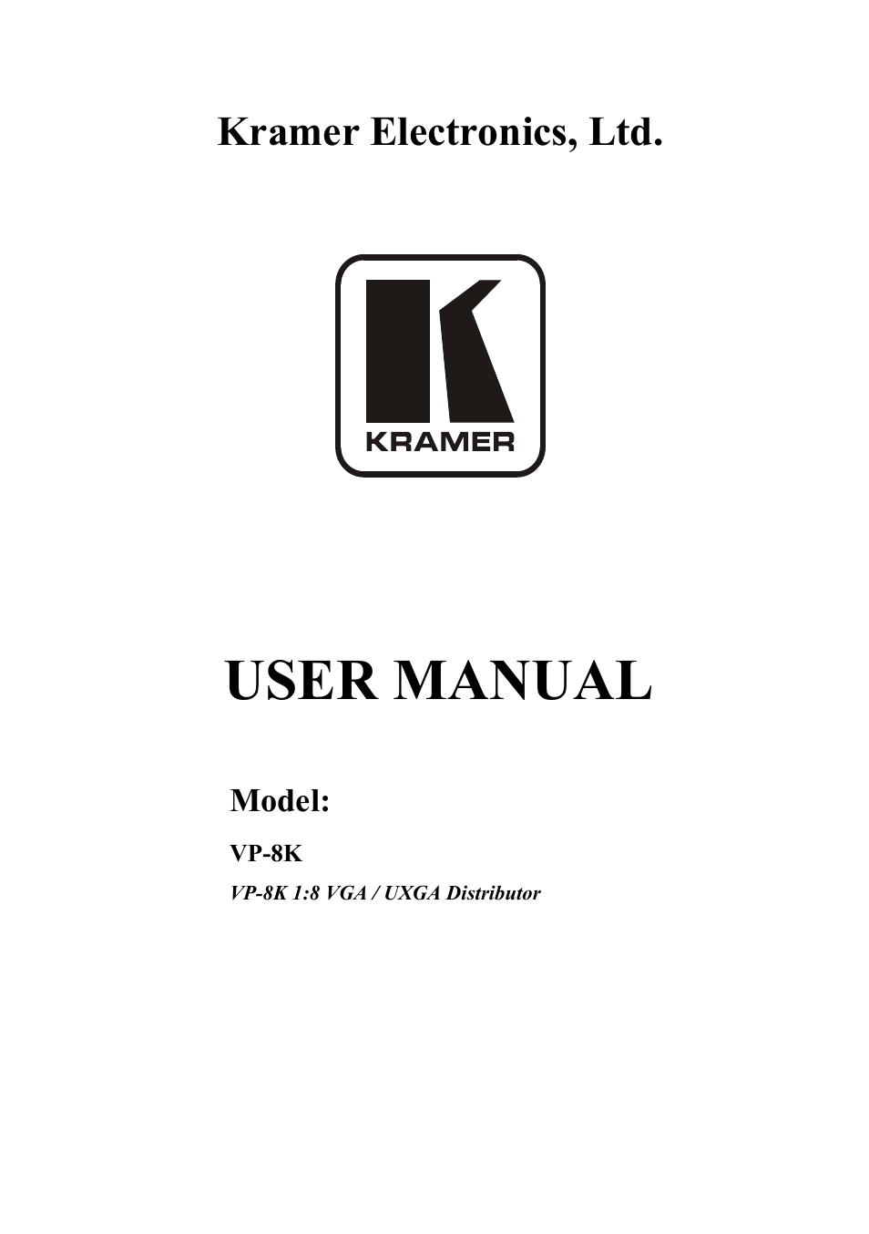 Kramer Electronics VP-8K User Manual | 10 pages