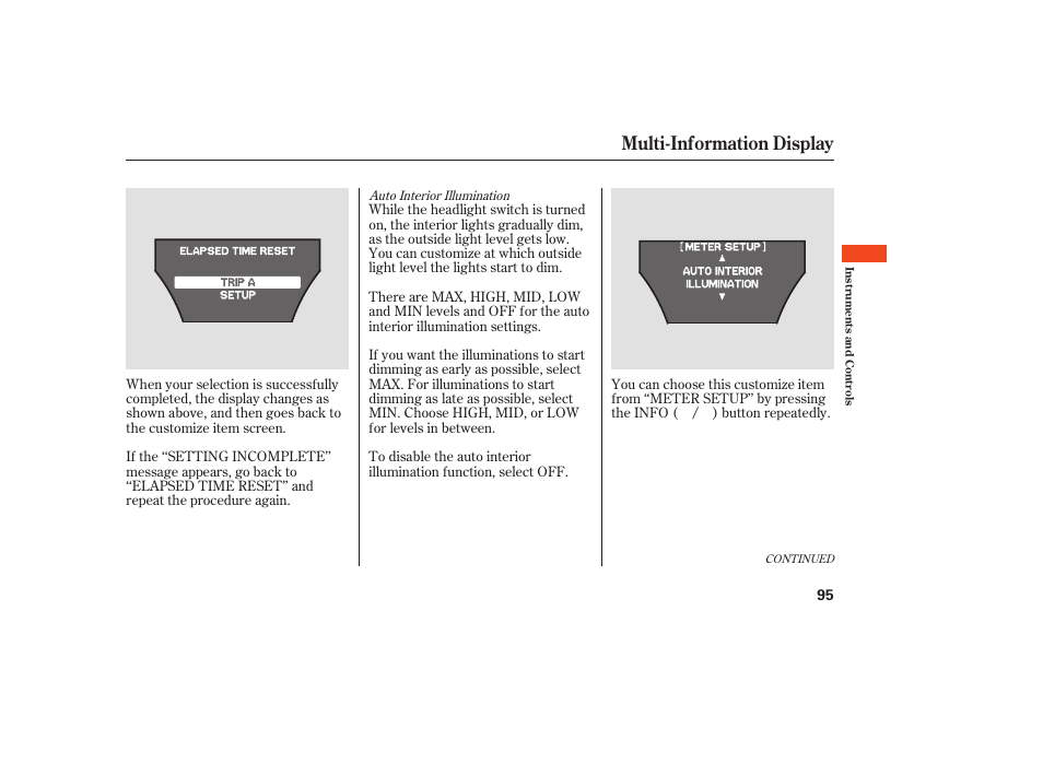 Multi-information display | Acura 2008 MDX User Manual | Page 101 / 490