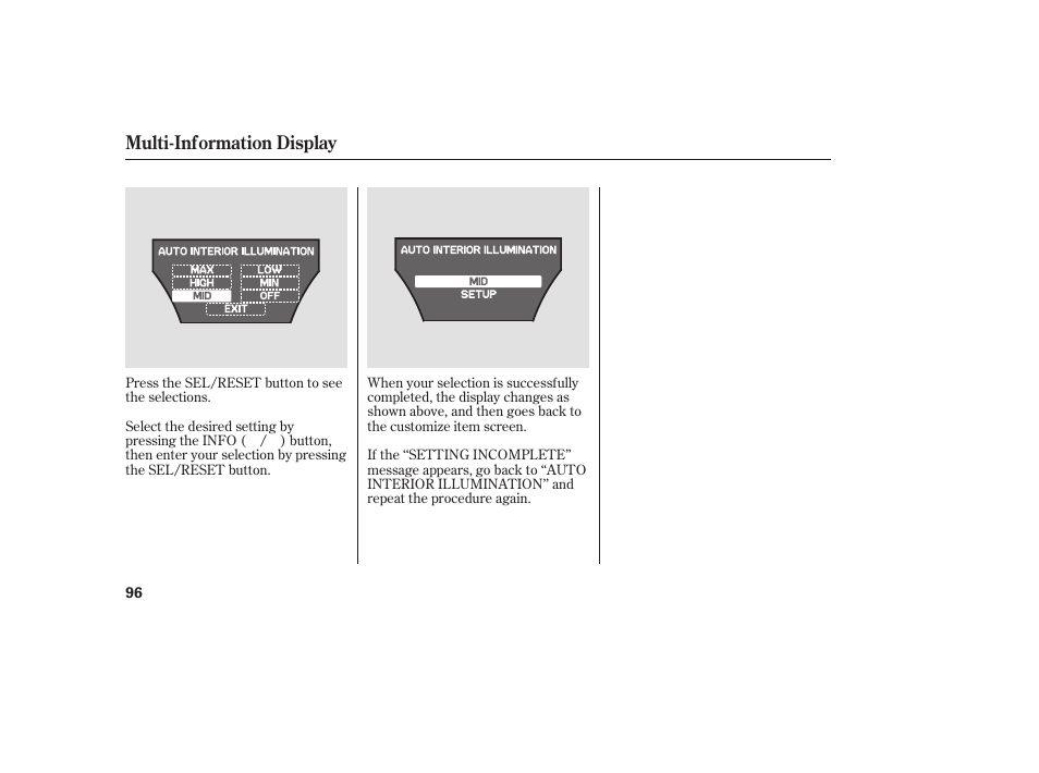 Multi-information display | Acura 2008 MDX User Manual | Page 102 / 490