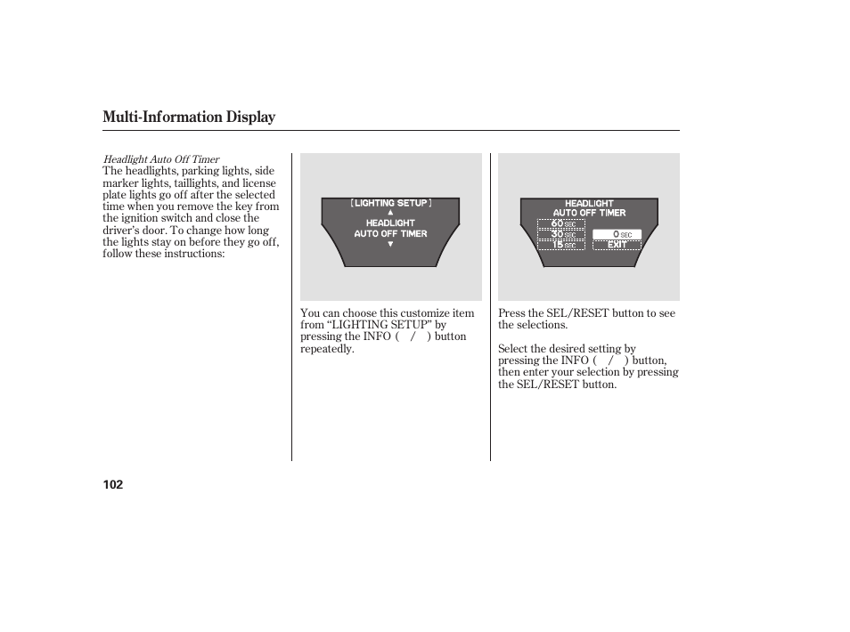 Multi-information display | Acura 2008 MDX User Manual | Page 108 / 490