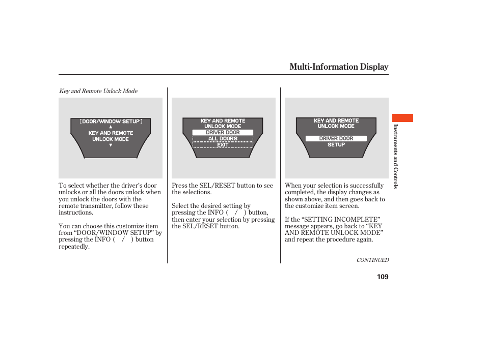 Multi-information display | Acura 2008 MDX User Manual | Page 115 / 490