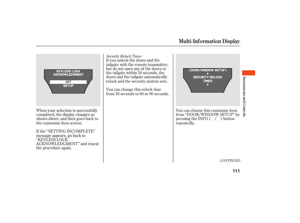 Multi-information display | Acura 2008 MDX User Manual | Page 117 / 490
