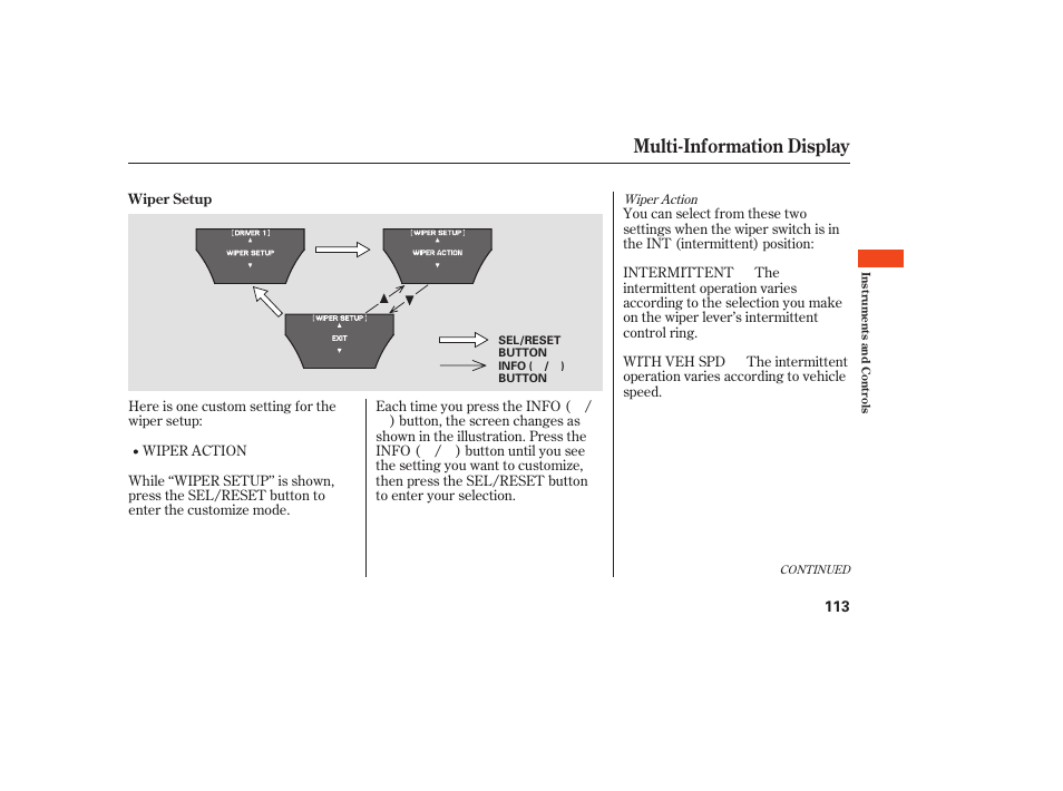 Multi-information display | Acura 2008 MDX User Manual | Page 119 / 490