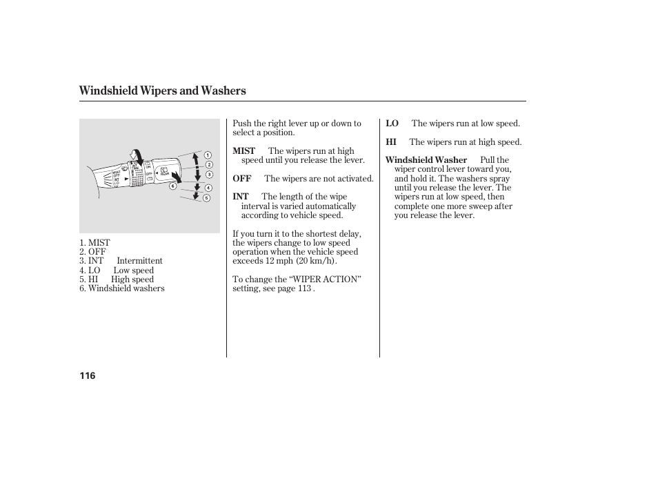 Windshield wipers and washers | Acura 2008 MDX User Manual | Page 122 / 490
