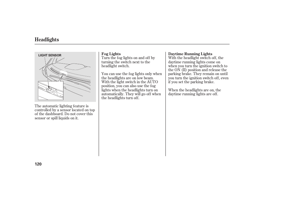 Headlights | Acura 2008 MDX User Manual | Page 126 / 490