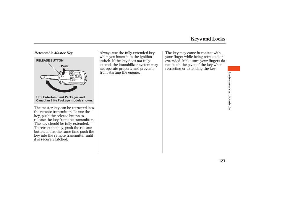 Keys and locks | Acura 2008 MDX User Manual | Page 133 / 490
