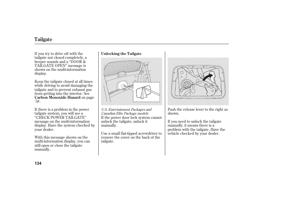 Tailgate | Acura 2008 MDX User Manual | Page 140 / 490