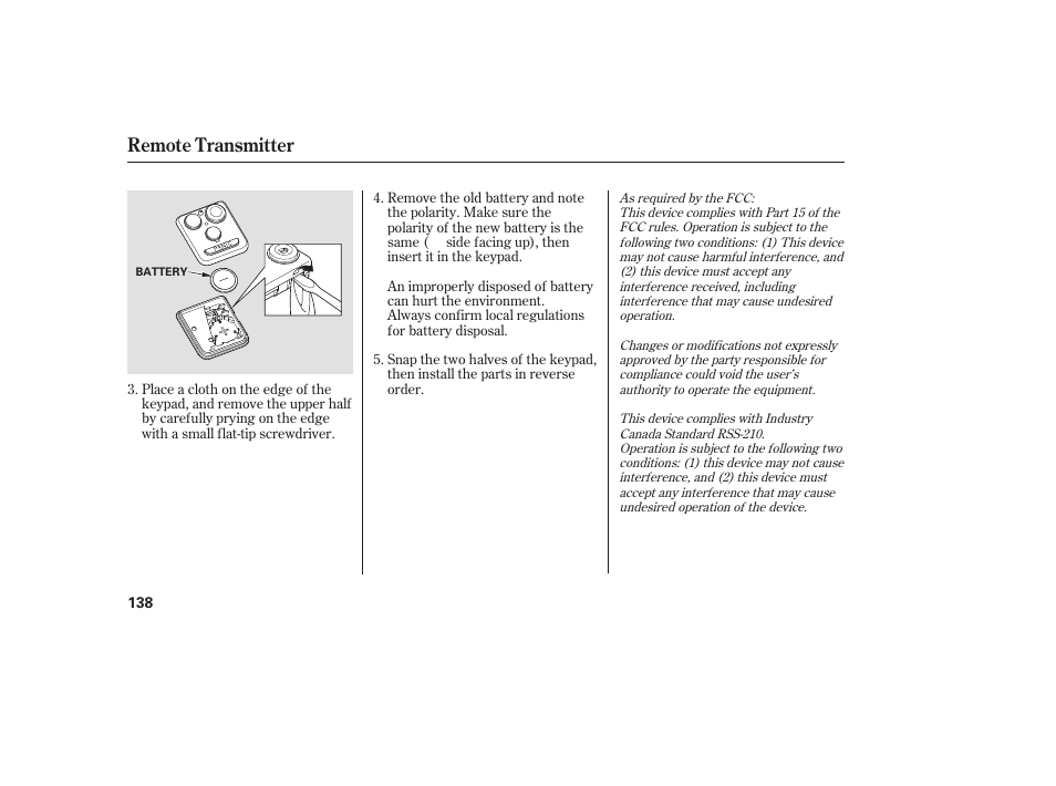Remote transmitter | Acura 2008 MDX User Manual | Page 144 / 490