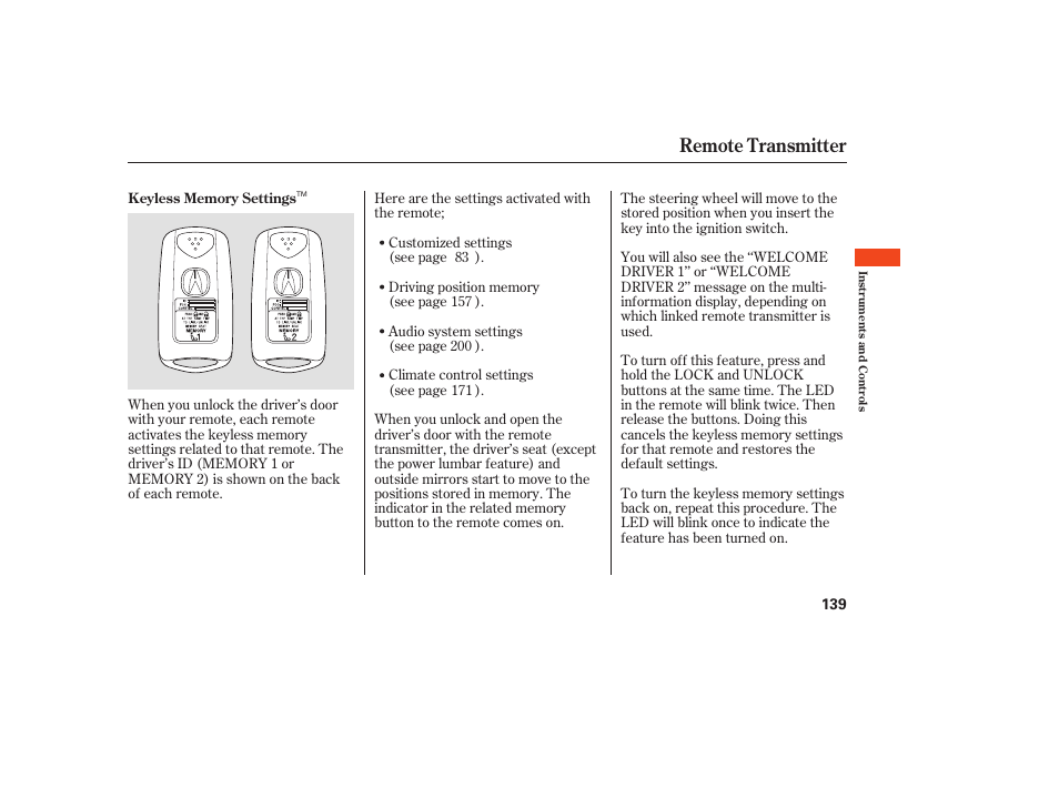 Remote transmitter | Acura 2008 MDX User Manual | Page 145 / 490