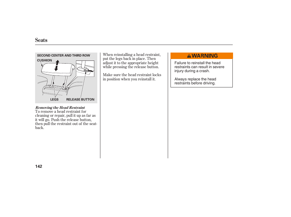 Seats | Acura 2008 MDX User Manual | Page 148 / 490