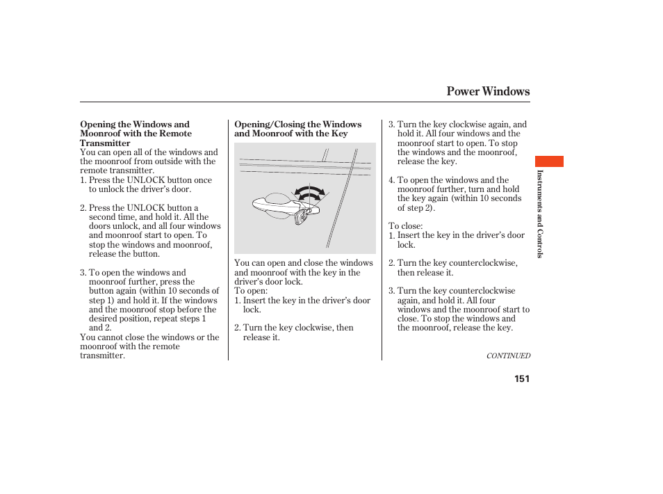 Power windows | Acura 2008 MDX User Manual | Page 157 / 490