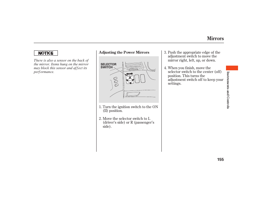 Mirrors | Acura 2008 MDX User Manual | Page 161 / 490