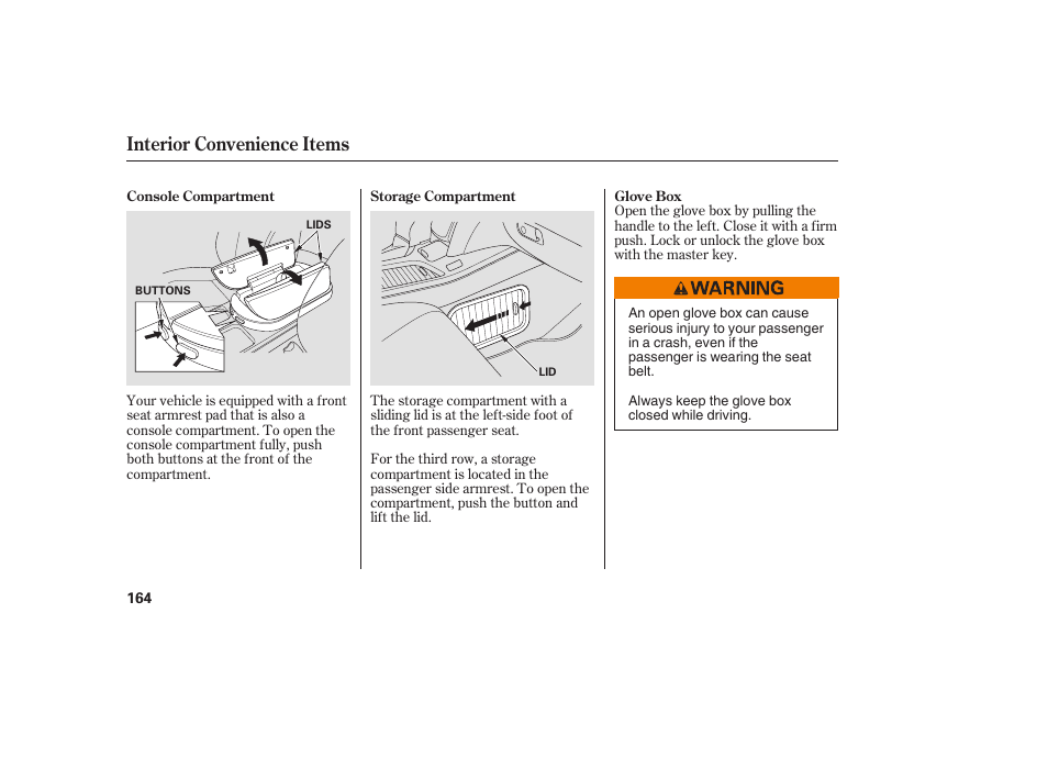 Interior convenience items | Acura 2008 MDX User Manual | Page 170 / 490