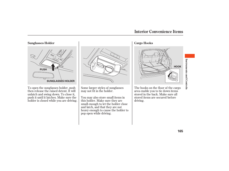 Interior convenience items | Acura 2008 MDX User Manual | Page 171 / 490