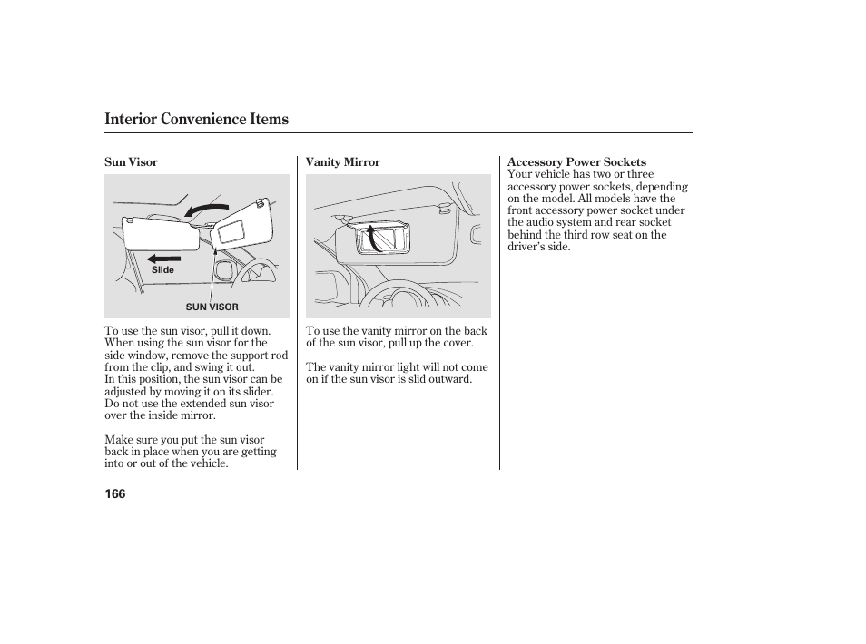 Interior convenience items | Acura 2008 MDX User Manual | Page 172 / 490