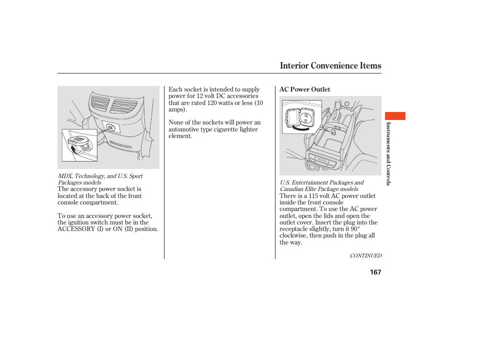 Interior convenience items | Acura 2008 MDX User Manual | Page 173 / 490