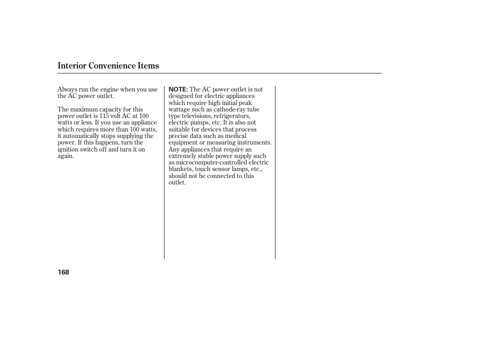 Interior convenience items | Acura 2008 MDX User Manual | Page 174 / 490