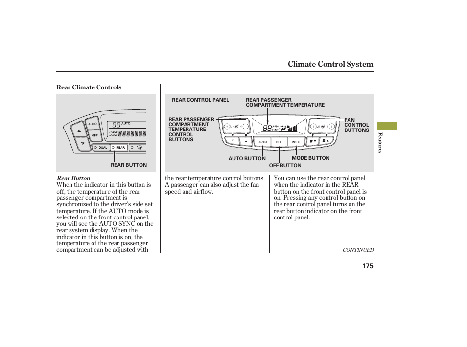 Climate control system | Acura 2008 MDX User Manual | Page 181 / 490