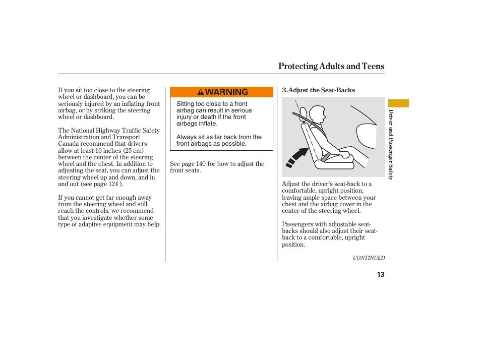 Protecting adults and teens | Acura 2008 MDX User Manual | Page 19 / 490