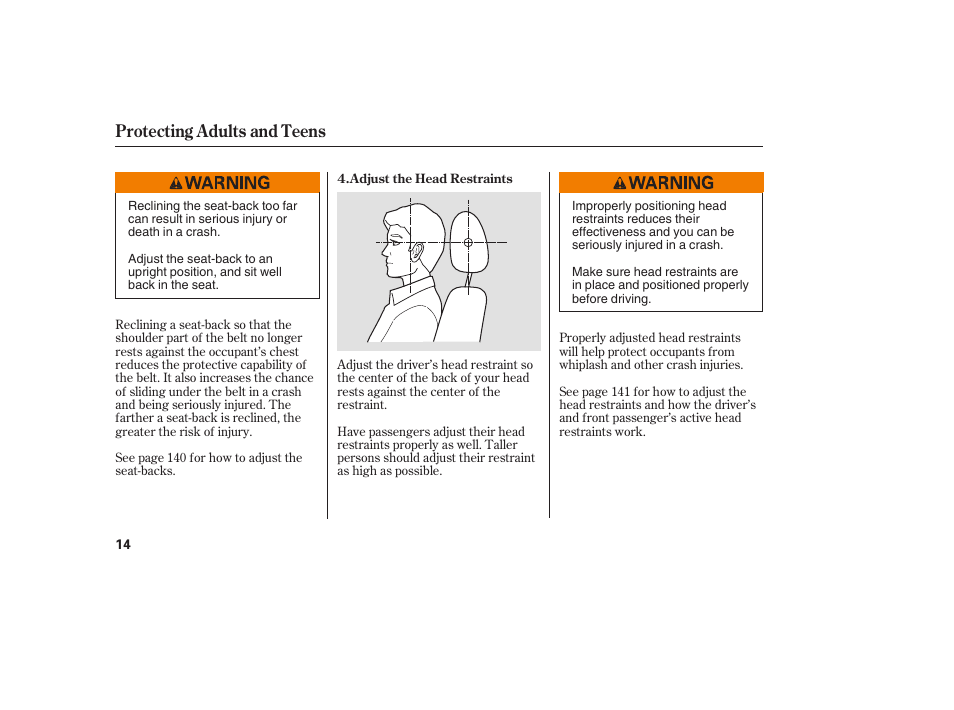 Protecting adults and teens | Acura 2008 MDX User Manual | Page 20 / 490