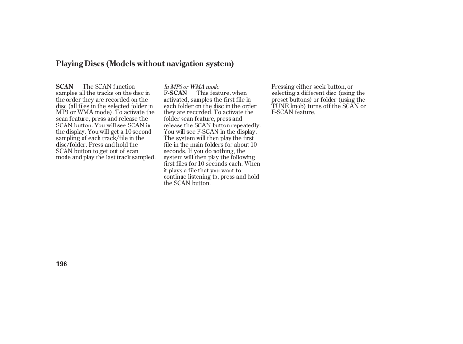 Playing discs (models without navigation system) | Acura 2008 MDX User Manual | Page 202 / 490