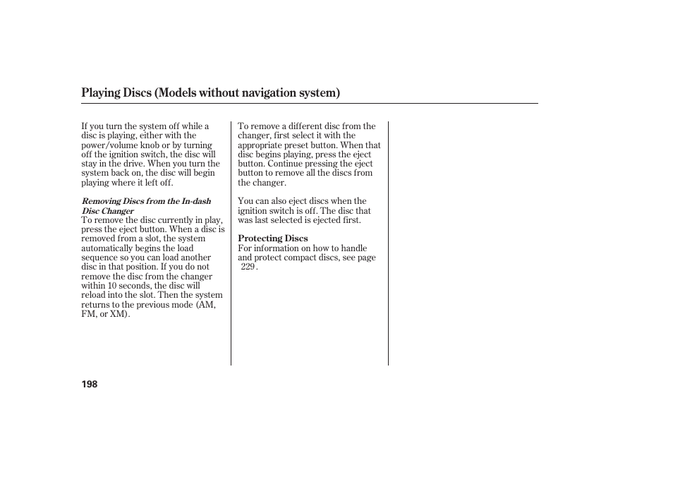 Playing discs (models without navigation system) | Acura 2008 MDX User Manual | Page 204 / 490