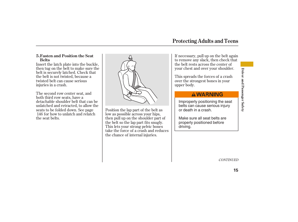 Protecting adults and teens | Acura 2008 MDX User Manual | Page 21 / 490