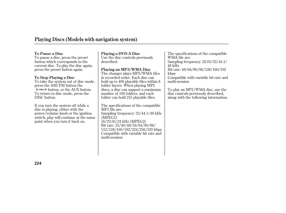 Playing discs (models with navigation system) | Acura 2008 MDX User Manual | Page 230 / 490
