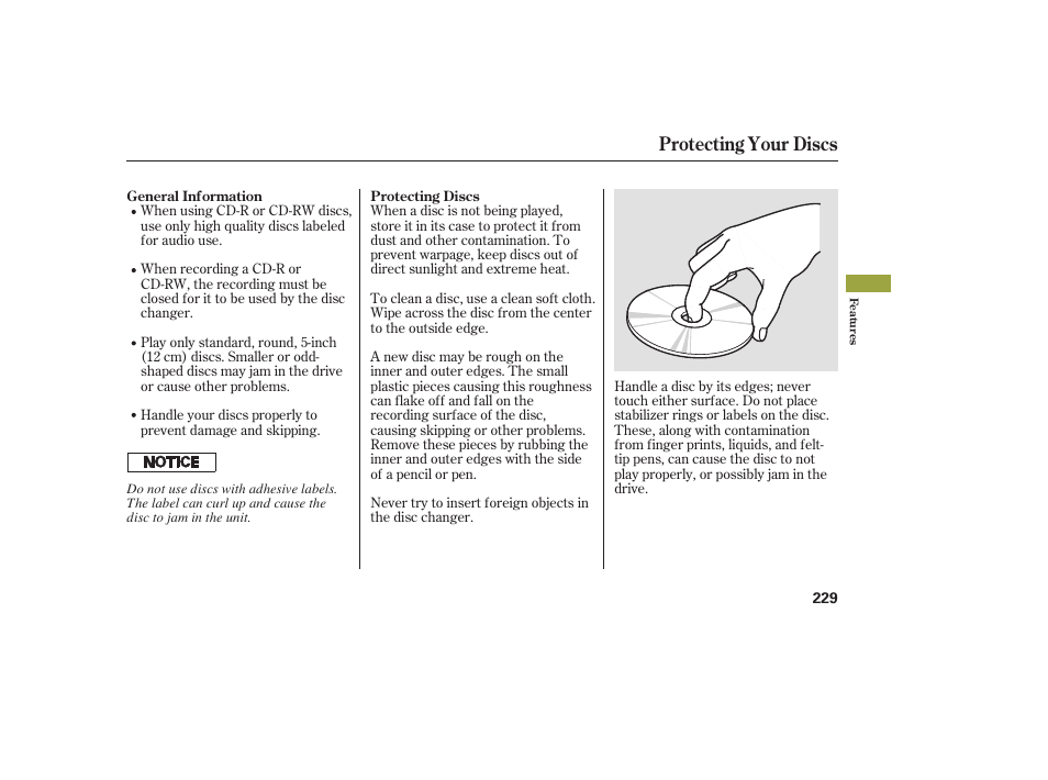 Protecting your discs | Acura 2008 MDX User Manual | Page 235 / 490