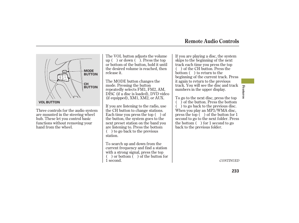 Remote audio controls | Acura 2008 MDX User Manual | Page 239 / 490