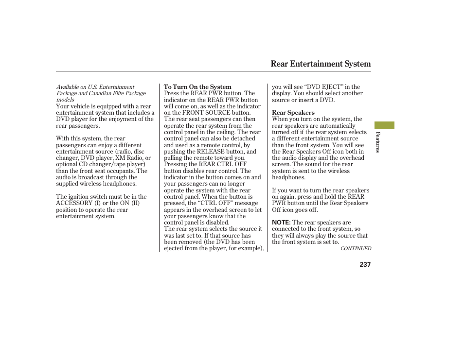 Rear entertainment system | Acura 2008 MDX User Manual | Page 243 / 490