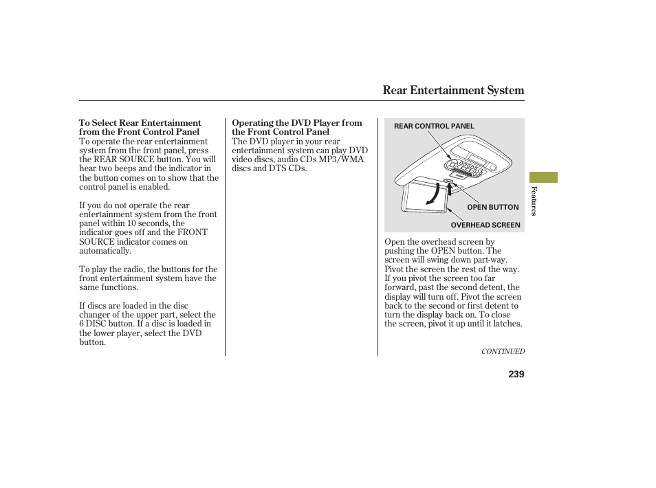Rear entertainment system | Acura 2008 MDX User Manual | Page 245 / 490