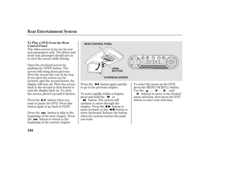 Rear entertainment system | Acura 2008 MDX User Manual | Page 250 / 490