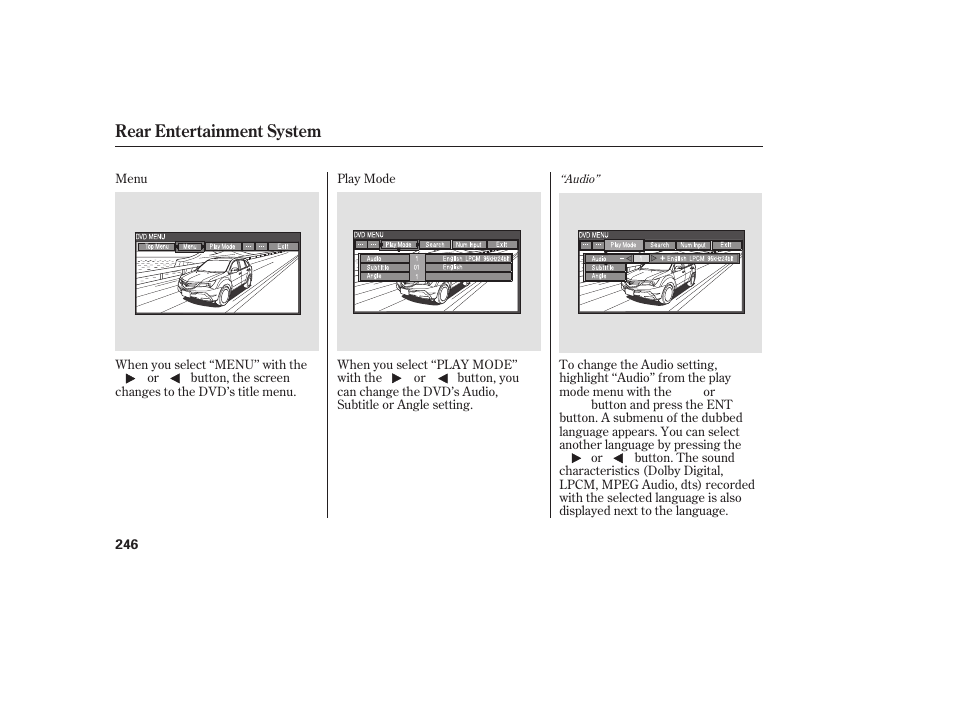 Rear entertainment system | Acura 2008 MDX User Manual | Page 252 / 490