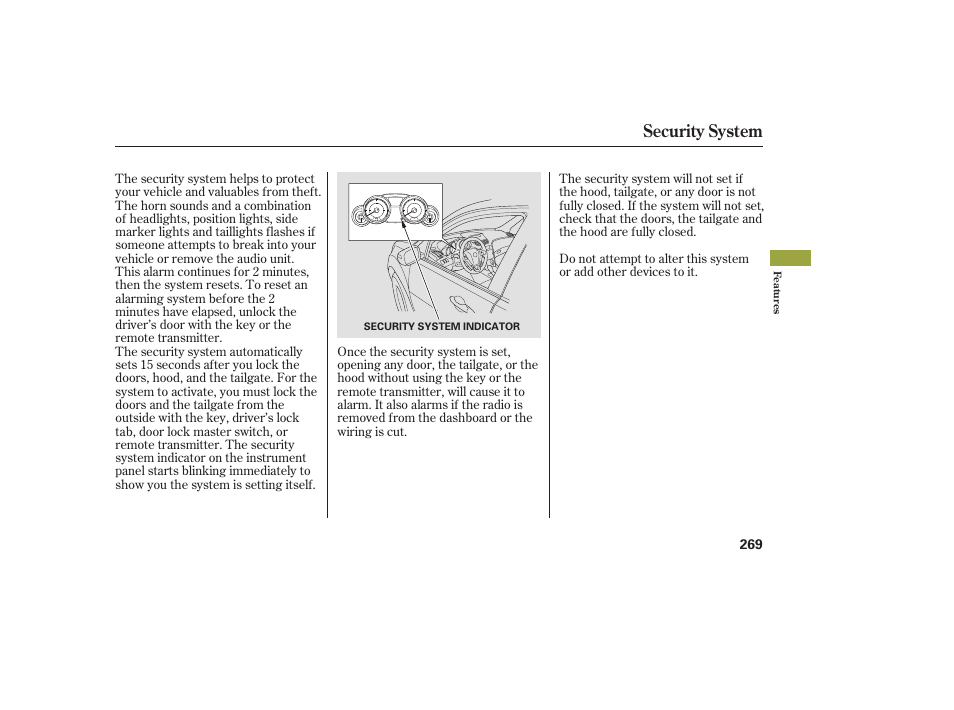 Security system | Acura 2008 MDX User Manual | Page 275 / 490