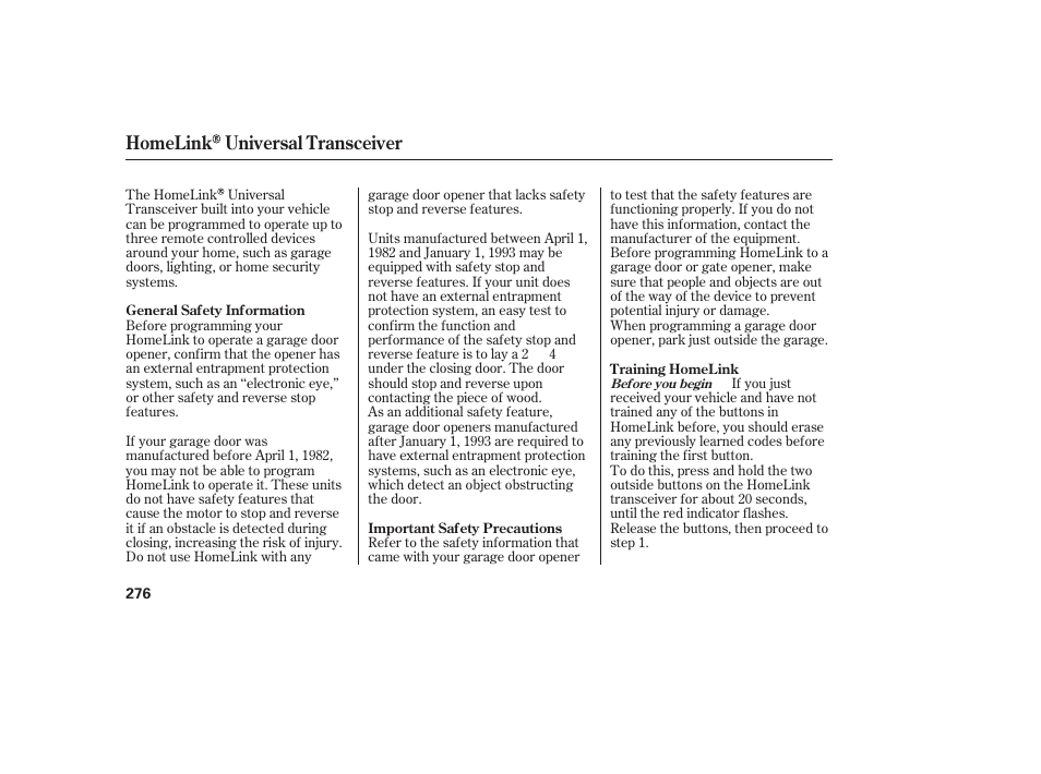 Homelink universal transceiver | Acura 2008 MDX User Manual | Page 282 / 490