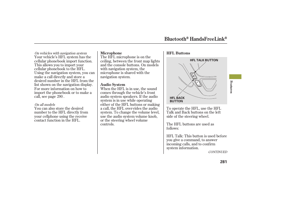 Bluetooth handsfreelink | Acura 2008 MDX User Manual | Page 287 / 490