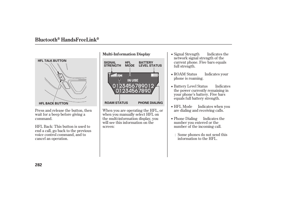 Bluetooth handsfreelink | Acura 2008 MDX User Manual | Page 288 / 490