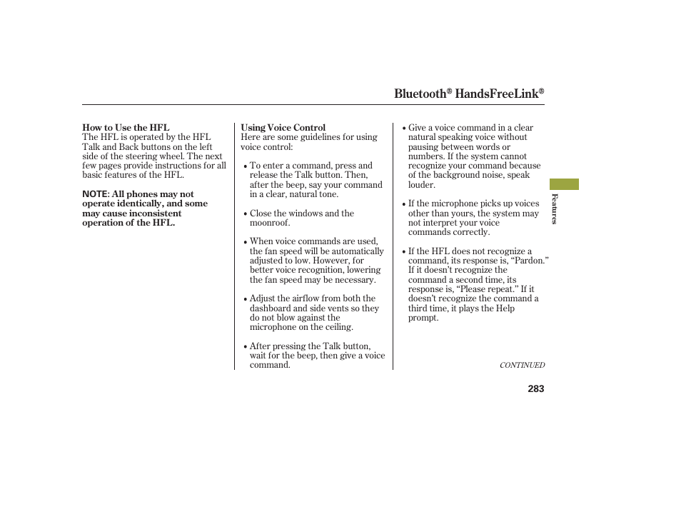 Bluetooth handsfreelink | Acura 2008 MDX User Manual | Page 289 / 490