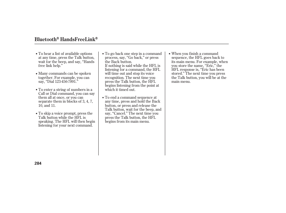 Bluetooth handsfreelink | Acura 2008 MDX User Manual | Page 290 / 490