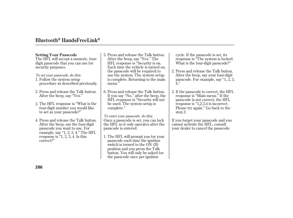 Bluetooth handsfreelink | Acura 2008 MDX User Manual | Page 292 / 490