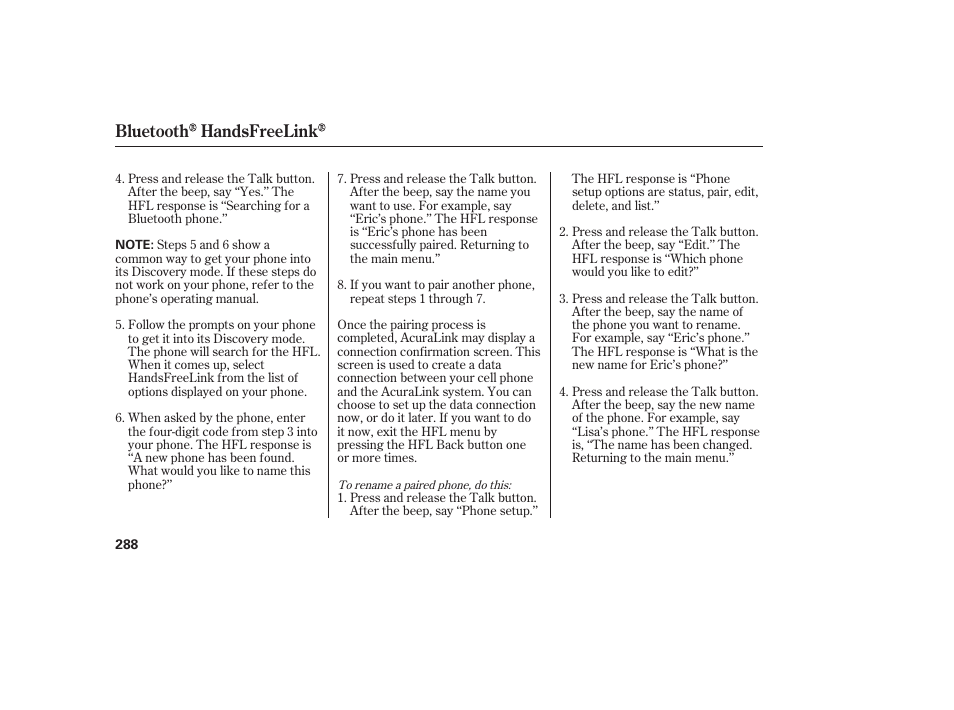 Bluetooth handsfreelink | Acura 2008 MDX User Manual | Page 294 / 490