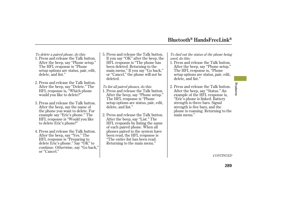 Bluetooth handsfreelink | Acura 2008 MDX User Manual | Page 295 / 490
