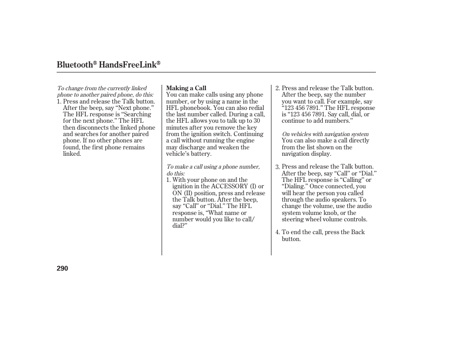 Bluetooth handsfreelink | Acura 2008 MDX User Manual | Page 296 / 490