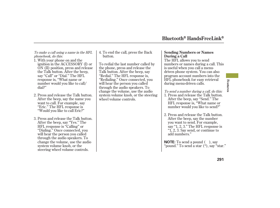 Bluetooth handsfreelink | Acura 2008 MDX User Manual | Page 297 / 490